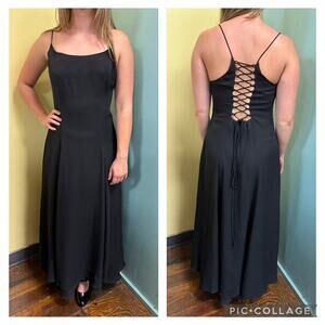 Vintage 90s Upbeat Black Maxi Lace Up Back M